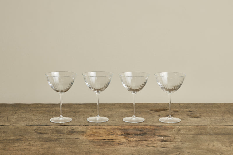Italian Crystal Glass Martini Glasses, Set of 4