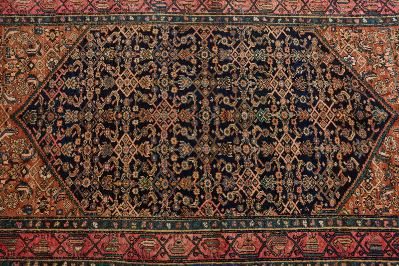 Navy & Pink Malayer Rug  4'3 X 6'8