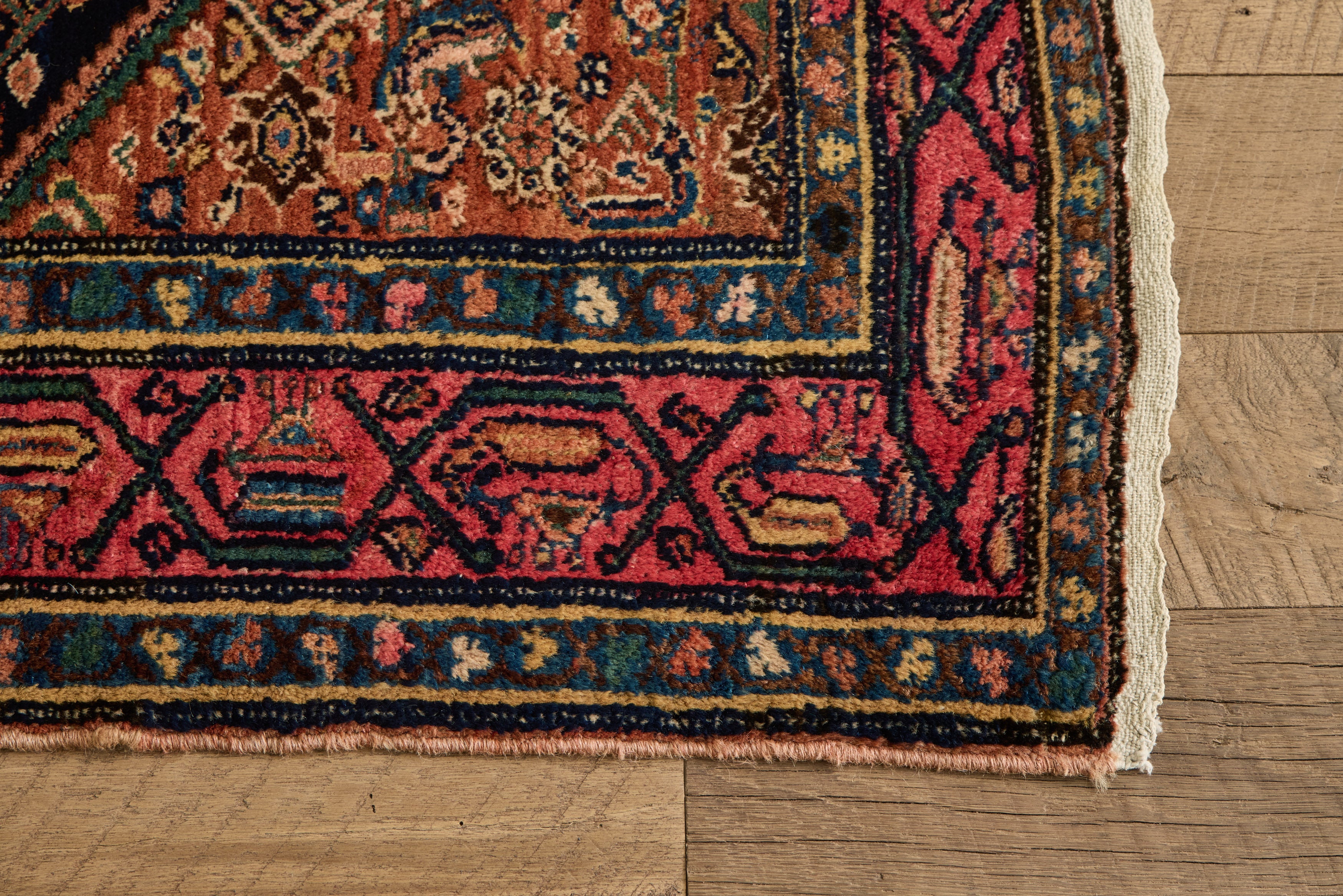 Navy & Pink Malayer Rug  4'3 X 6'8