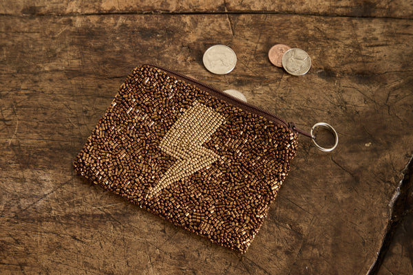 Beaded Gold Bolt Coin Purse