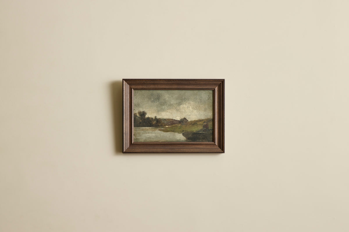 VTG CANOE LANDSCAPE PAINTING