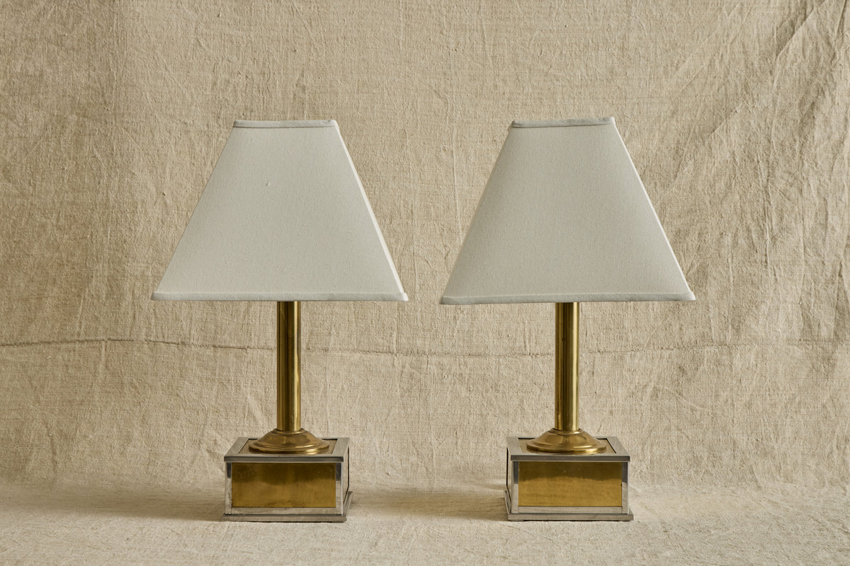VTG PAIR OF CHROME & BRASS LAMPS