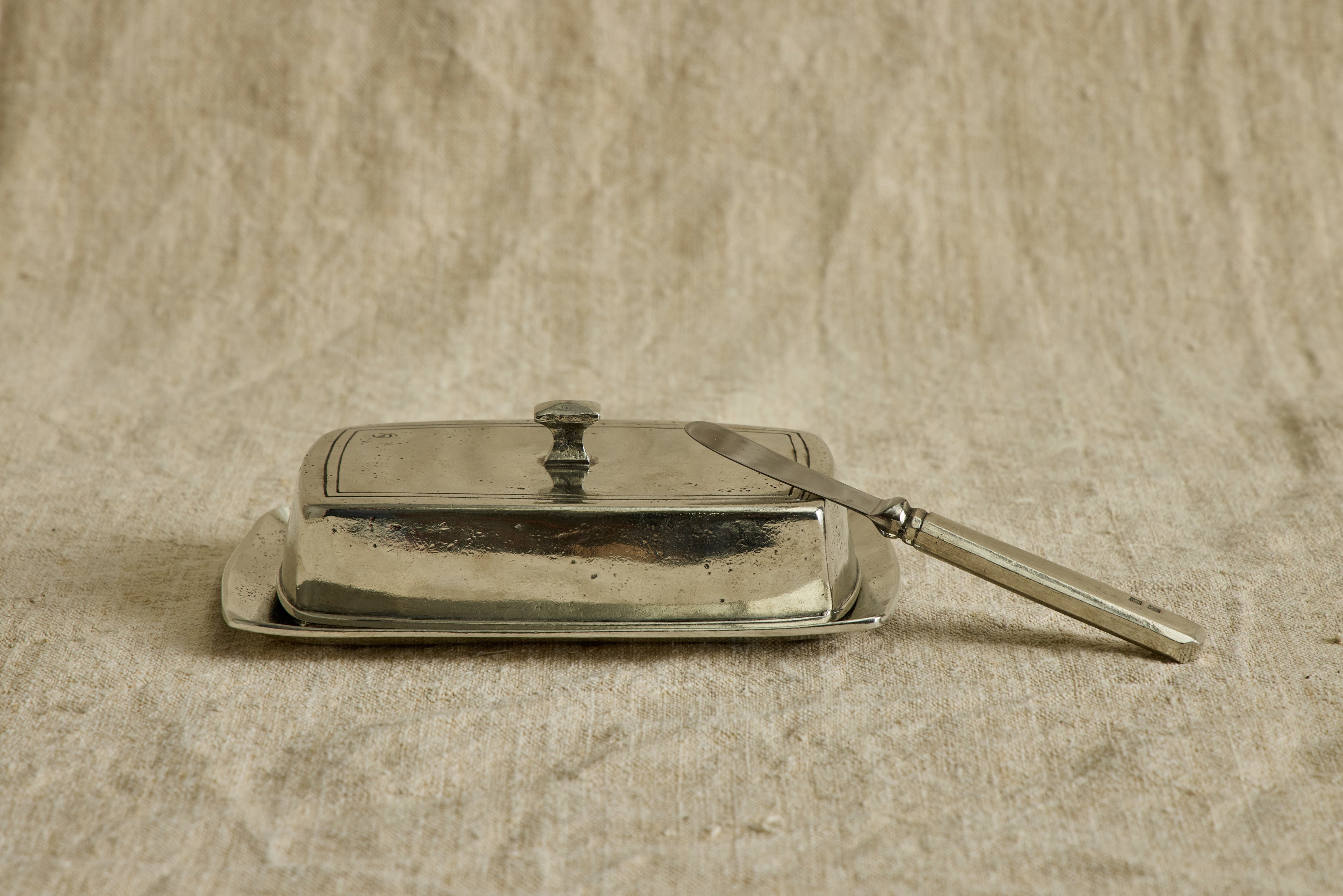 Italian Pewter Butter Dish