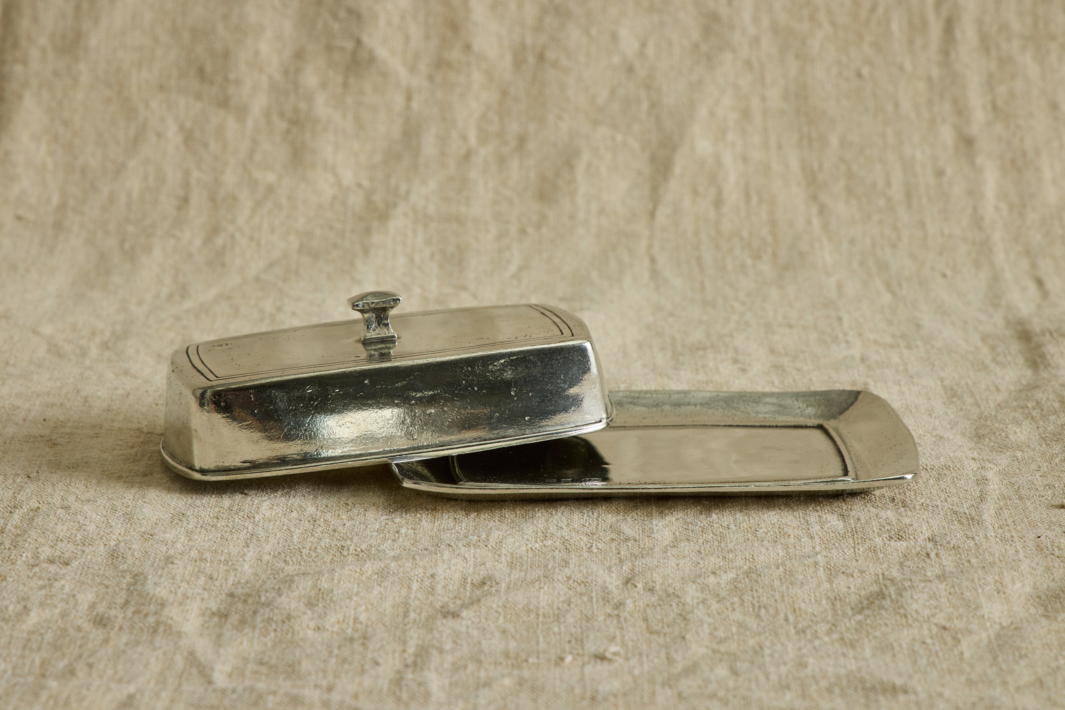 Italian Pewter Butter Dish