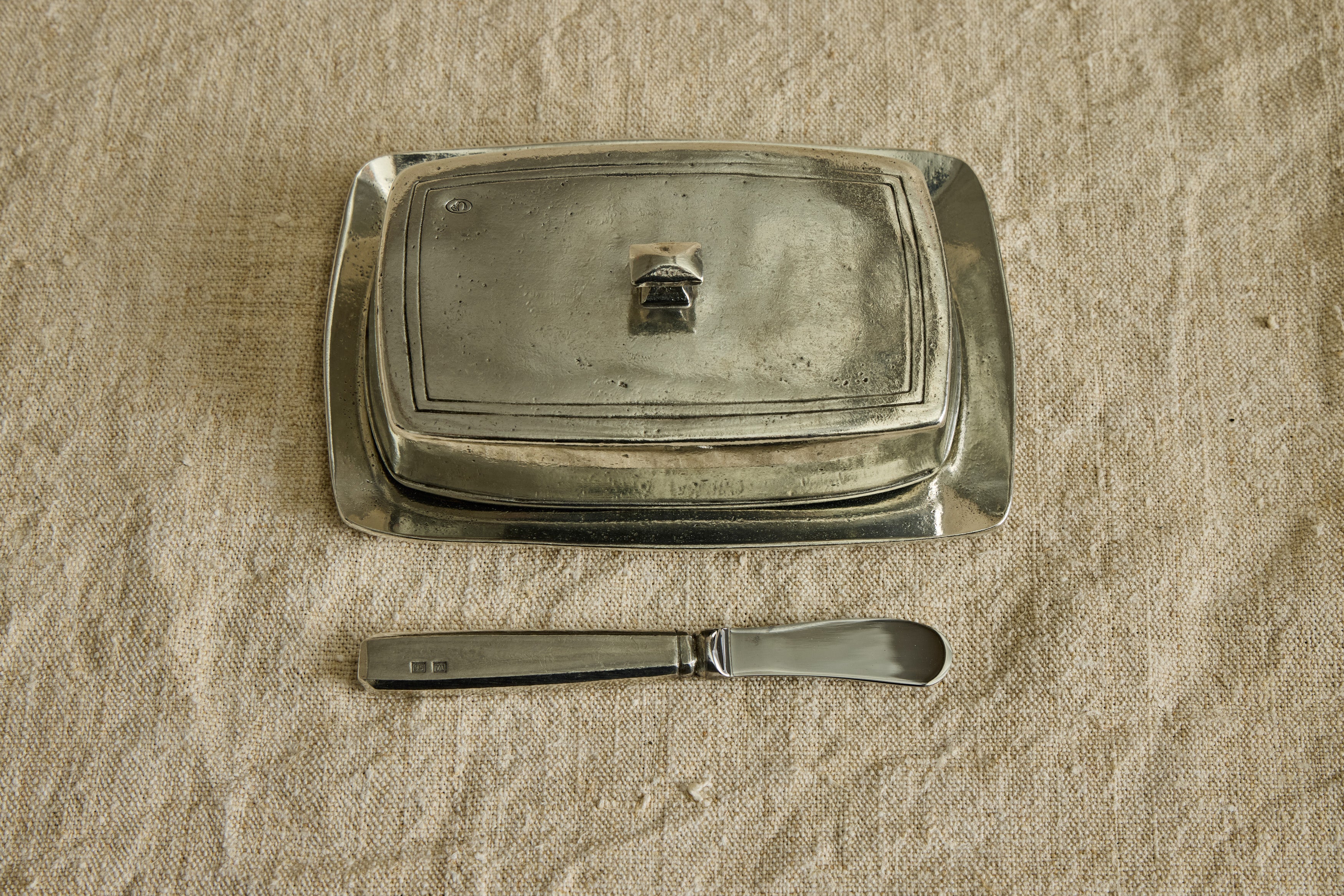Italian Pewter Butter Dish