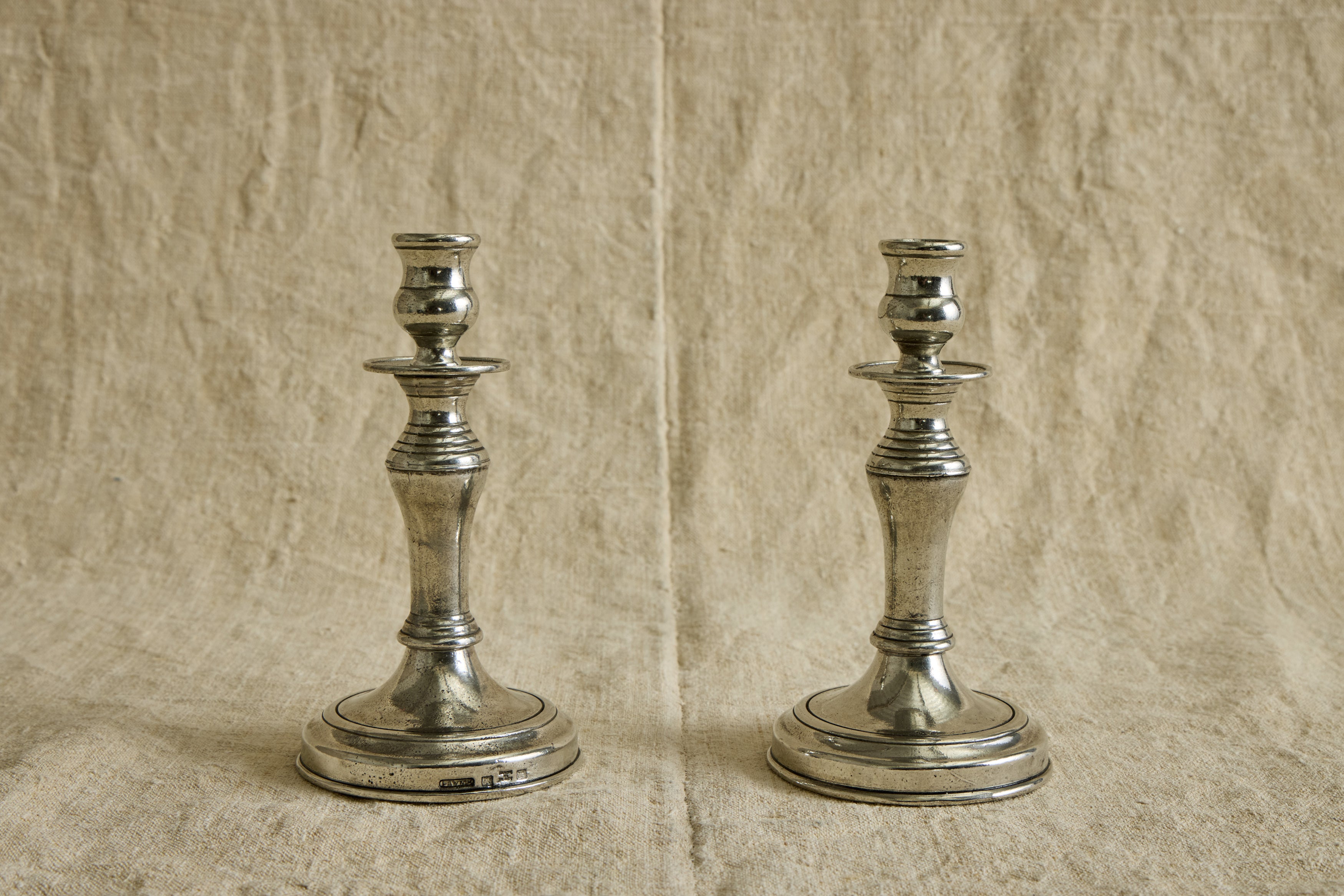 Italian Pewter Candlestick Holder