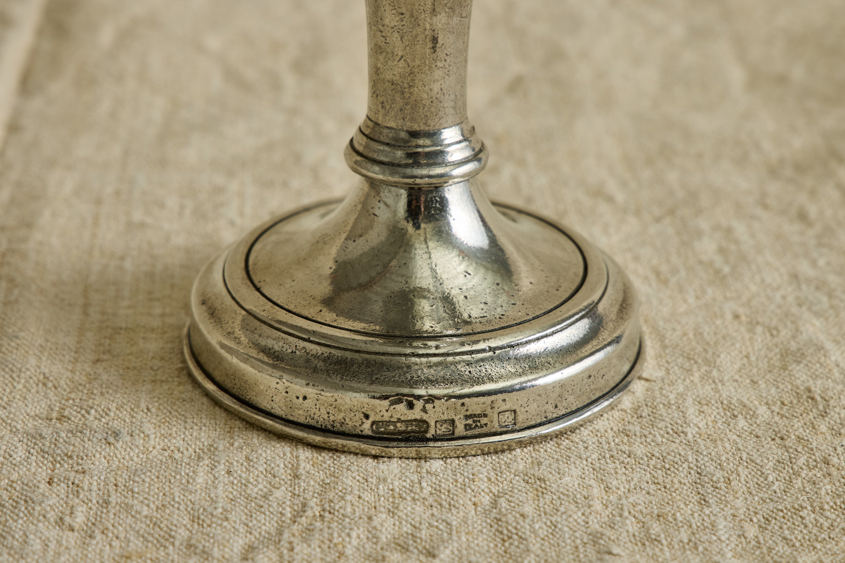 Italian Pewter Candlestick Holder
