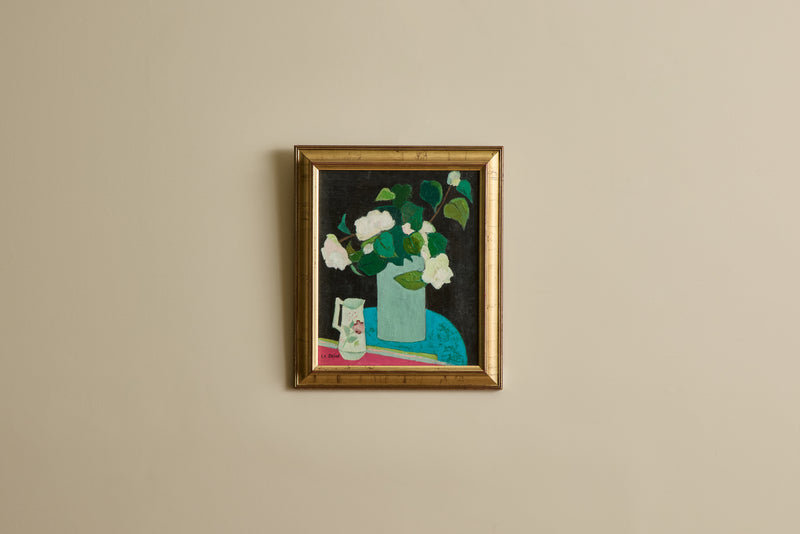 White Floral Still Life Painting