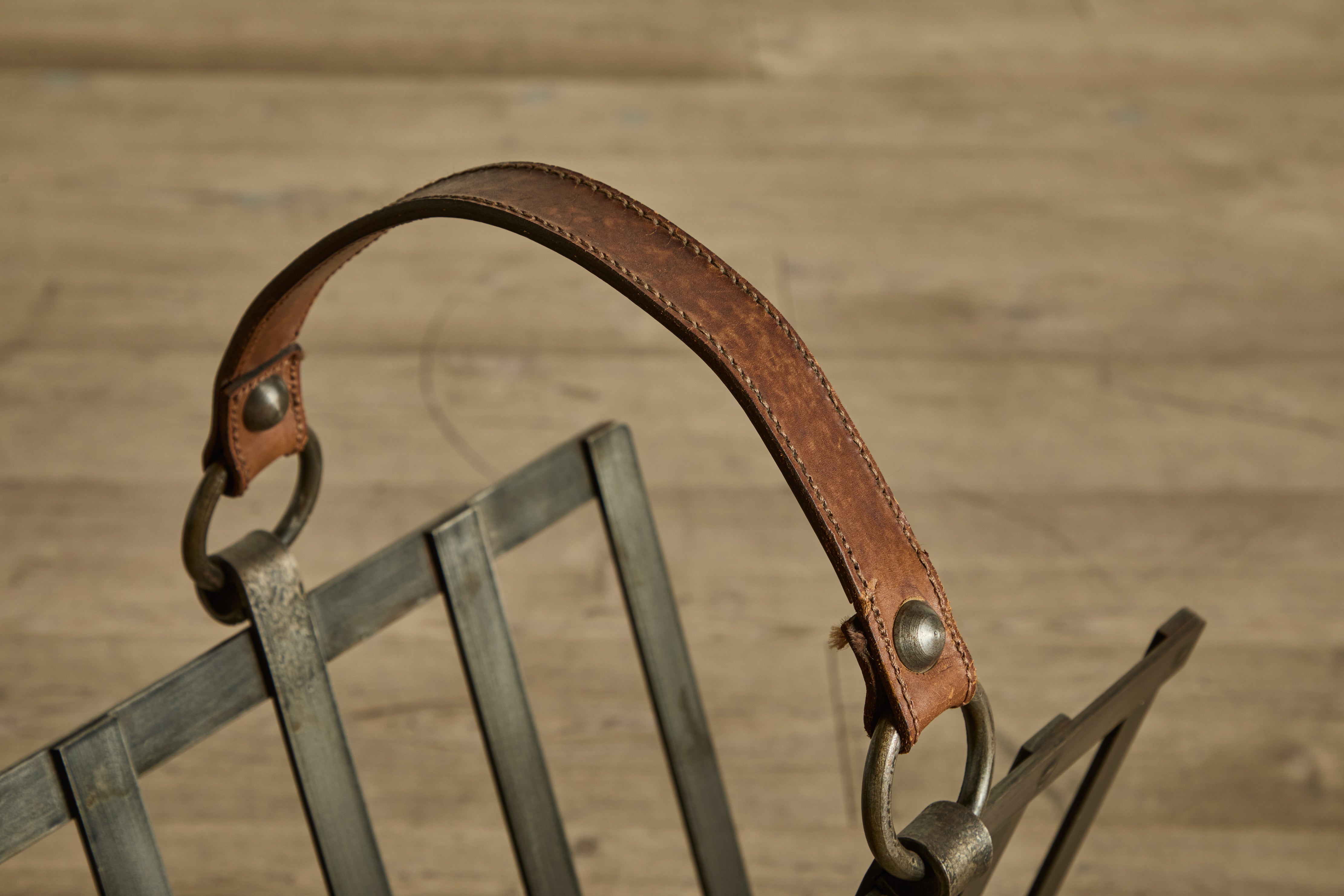 Iron & Leather Magazine Rack (LA)