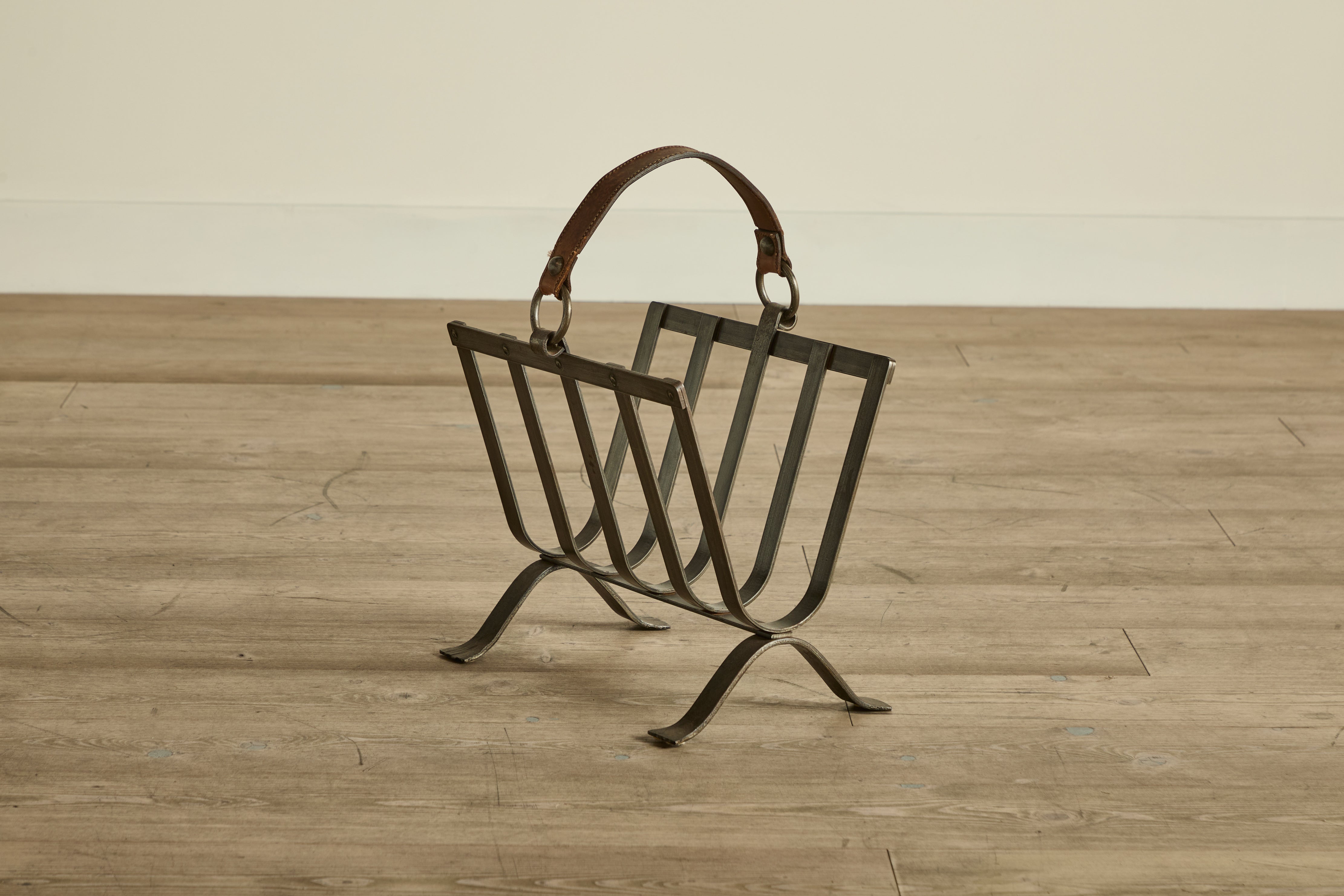 Iron & Leather Magazine Rack (LA)