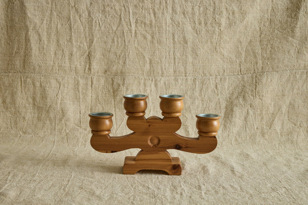 Swedish 4 Arm Pine Candelabra