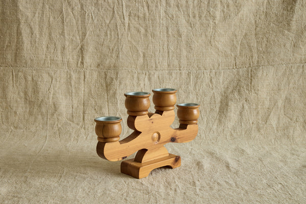 Swedish 4 Arm Pine Candelabra