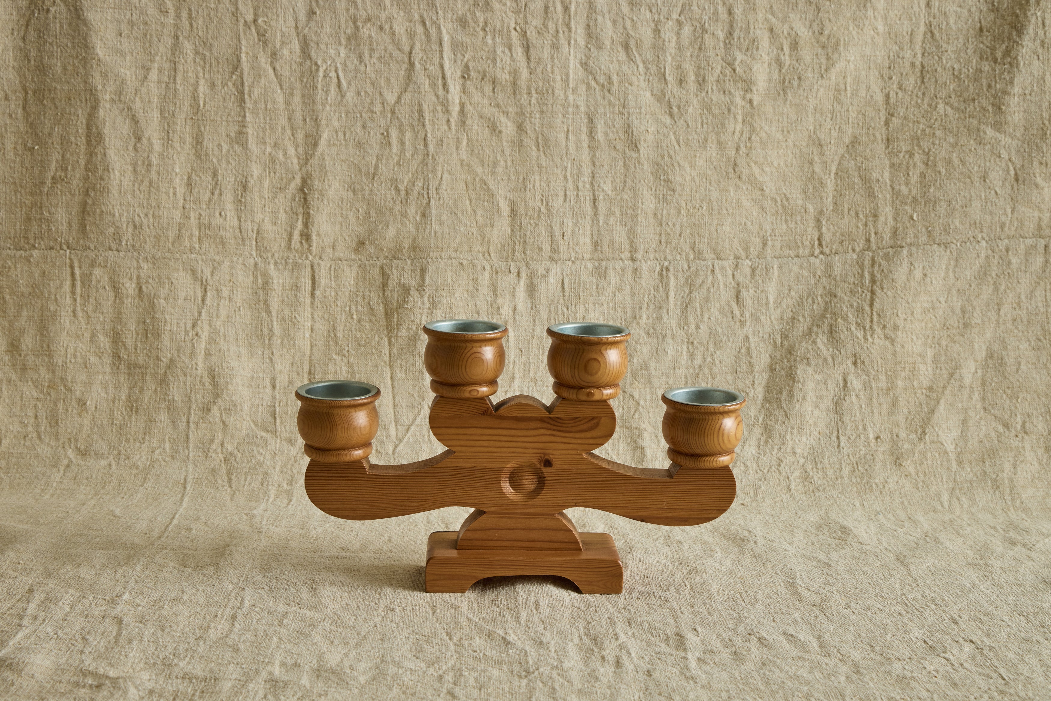 Swedish 4 Arm Pine Candelabra