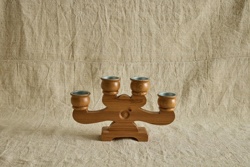 Swedish 4 Arm Pine Candelabra