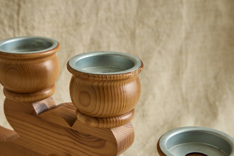 Swedish 4 Arm Pine Candelabra