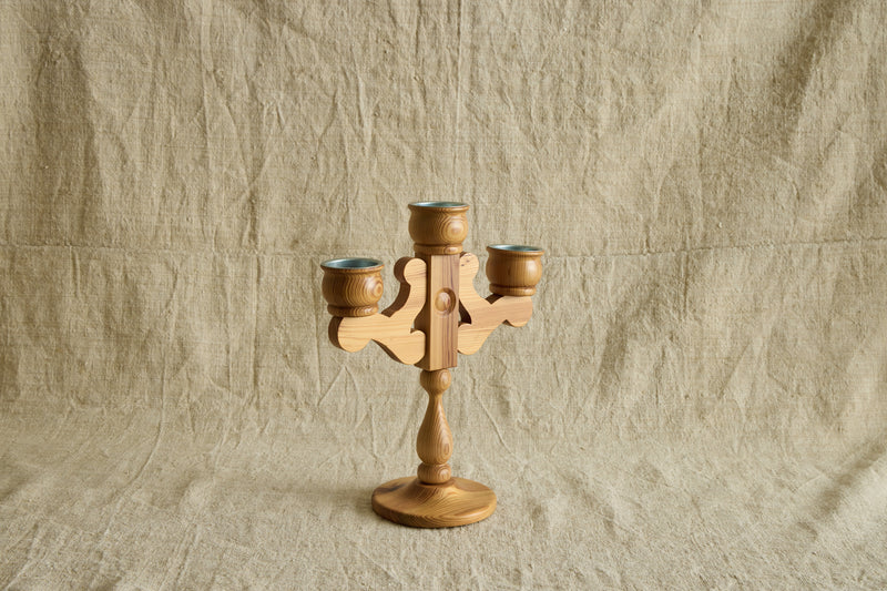 Swedish 3 Arm Pine Candelabra