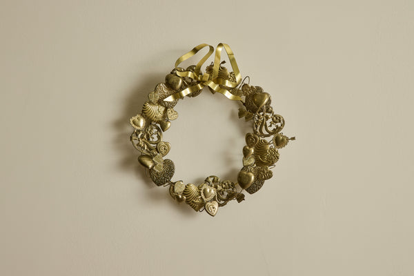 Dresden Brass Heart Wreath 10"