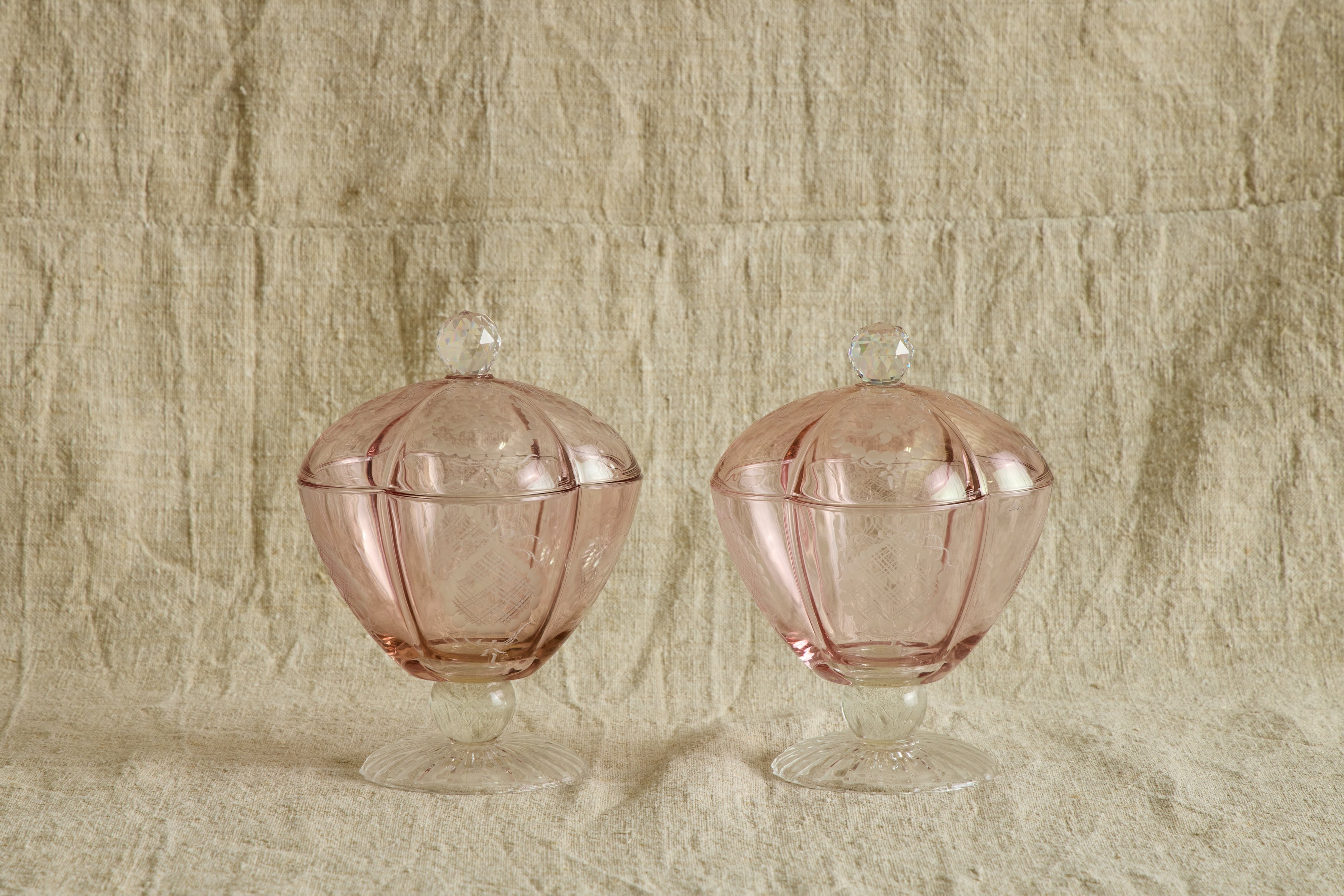 Etched Glass Candy Dishes