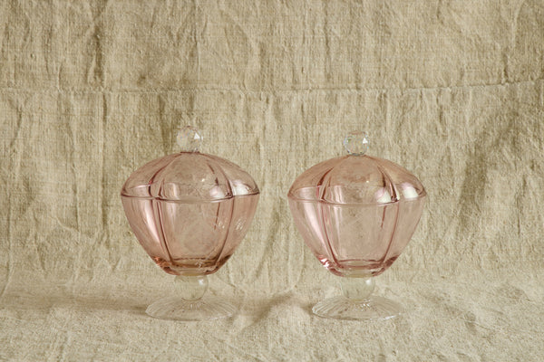 Etched Glass Candy Dishes