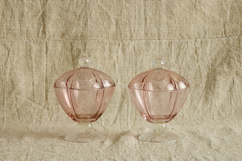 Etched Glass Candy Dishes