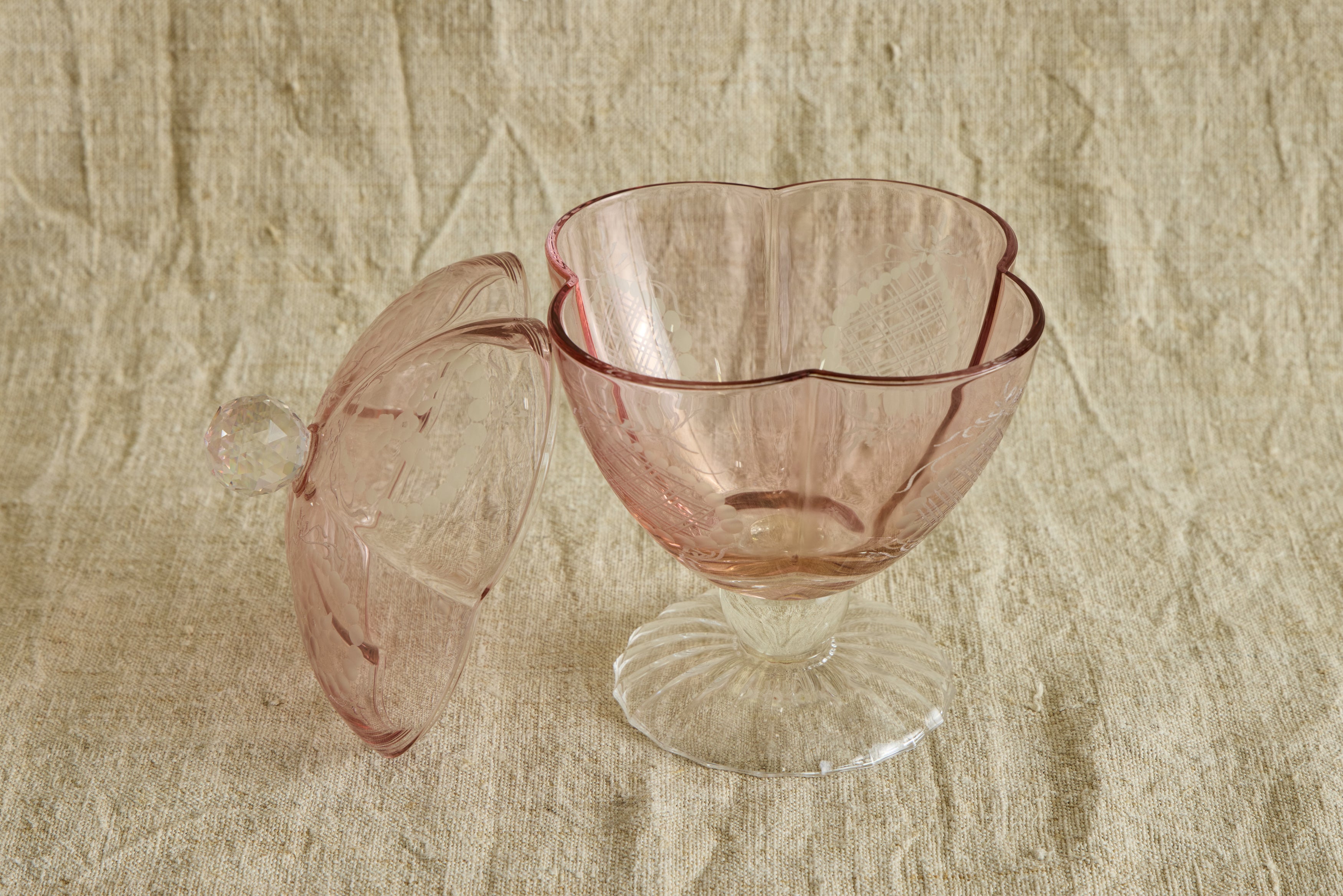 Etched Glass Candy Dishes