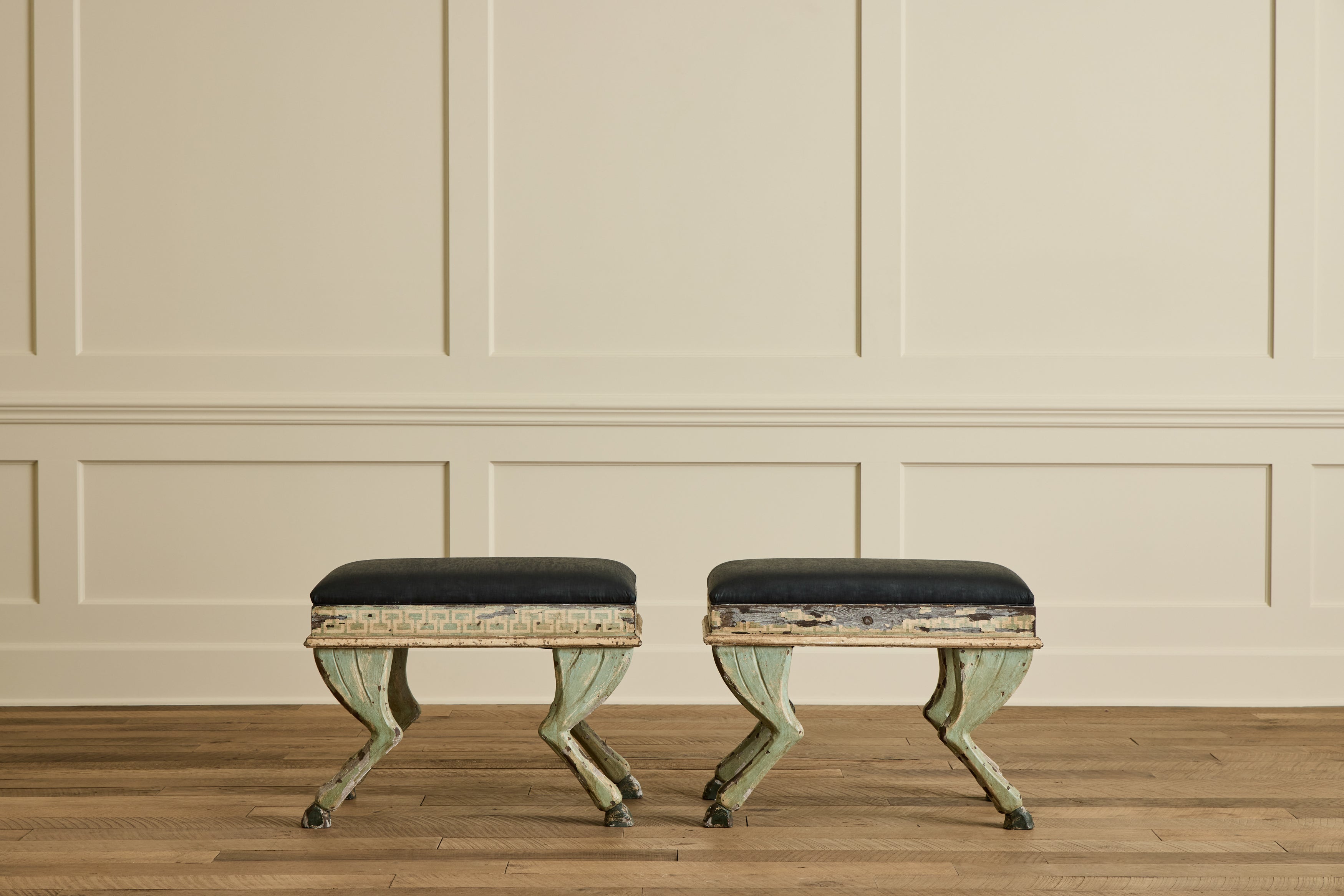 Pair of Painted Hoof Stools