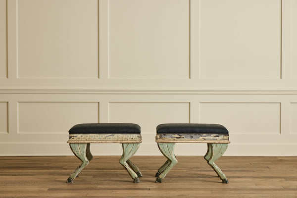 Pair of Painted Hoof Stools