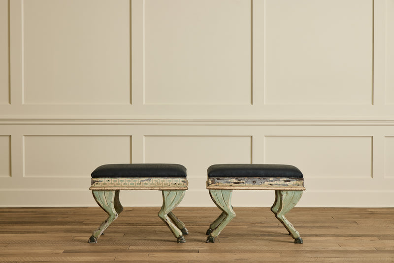 Pair of Painted Hoof Stools
