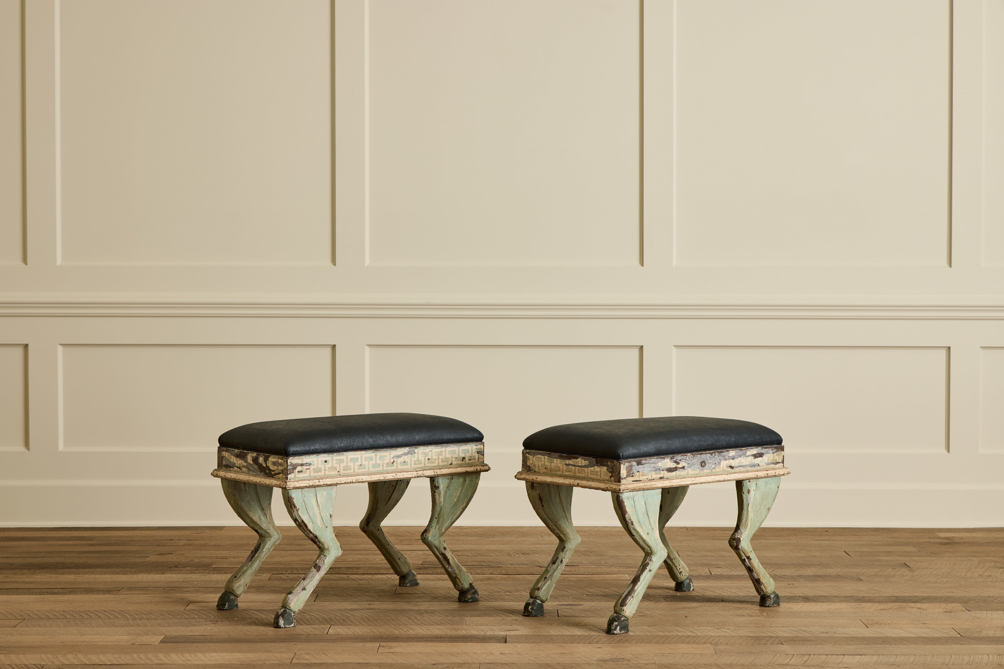 Pair of Painted Hoof Stools