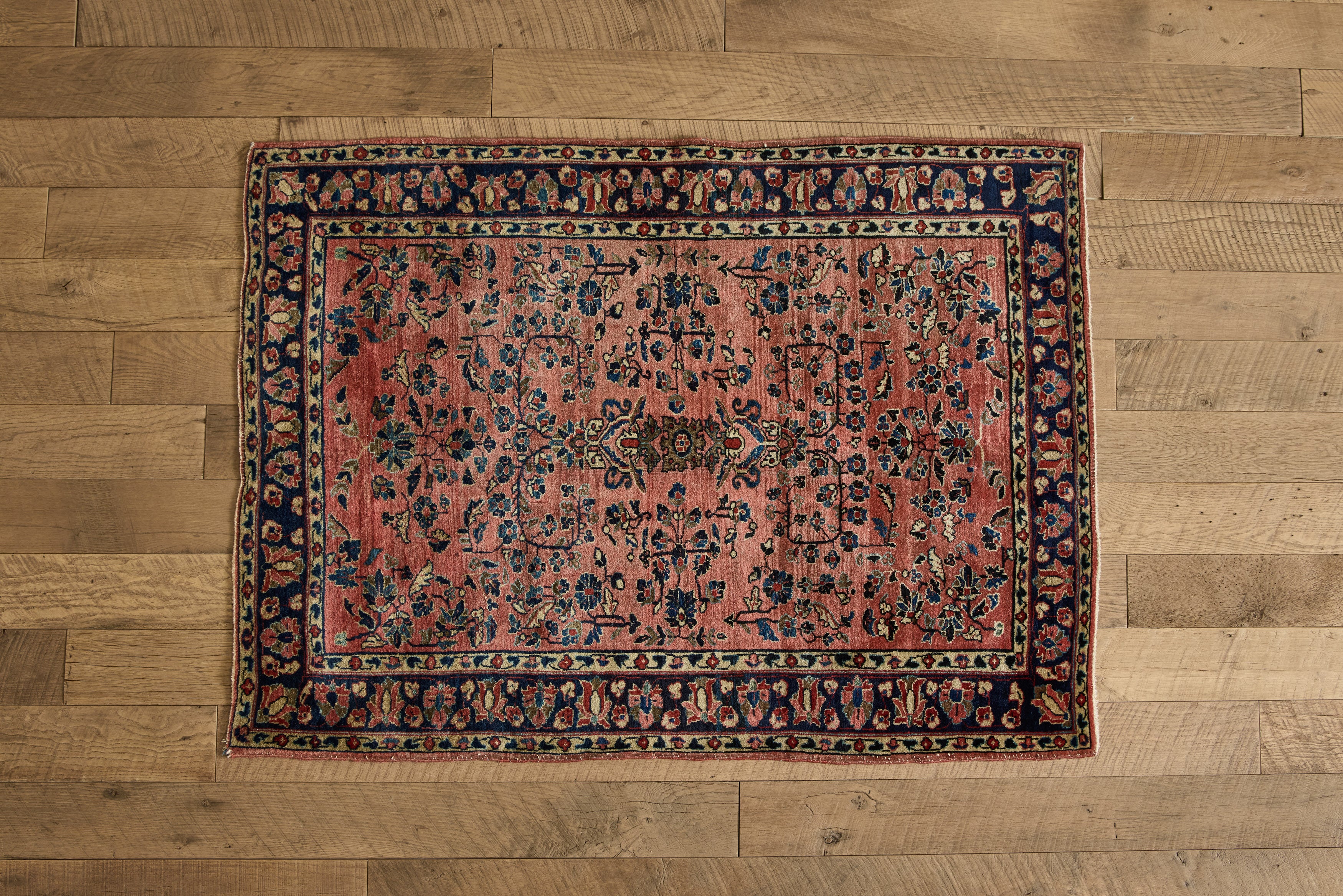 Rose Pink Sarouk Rug 3'7 X 4'10