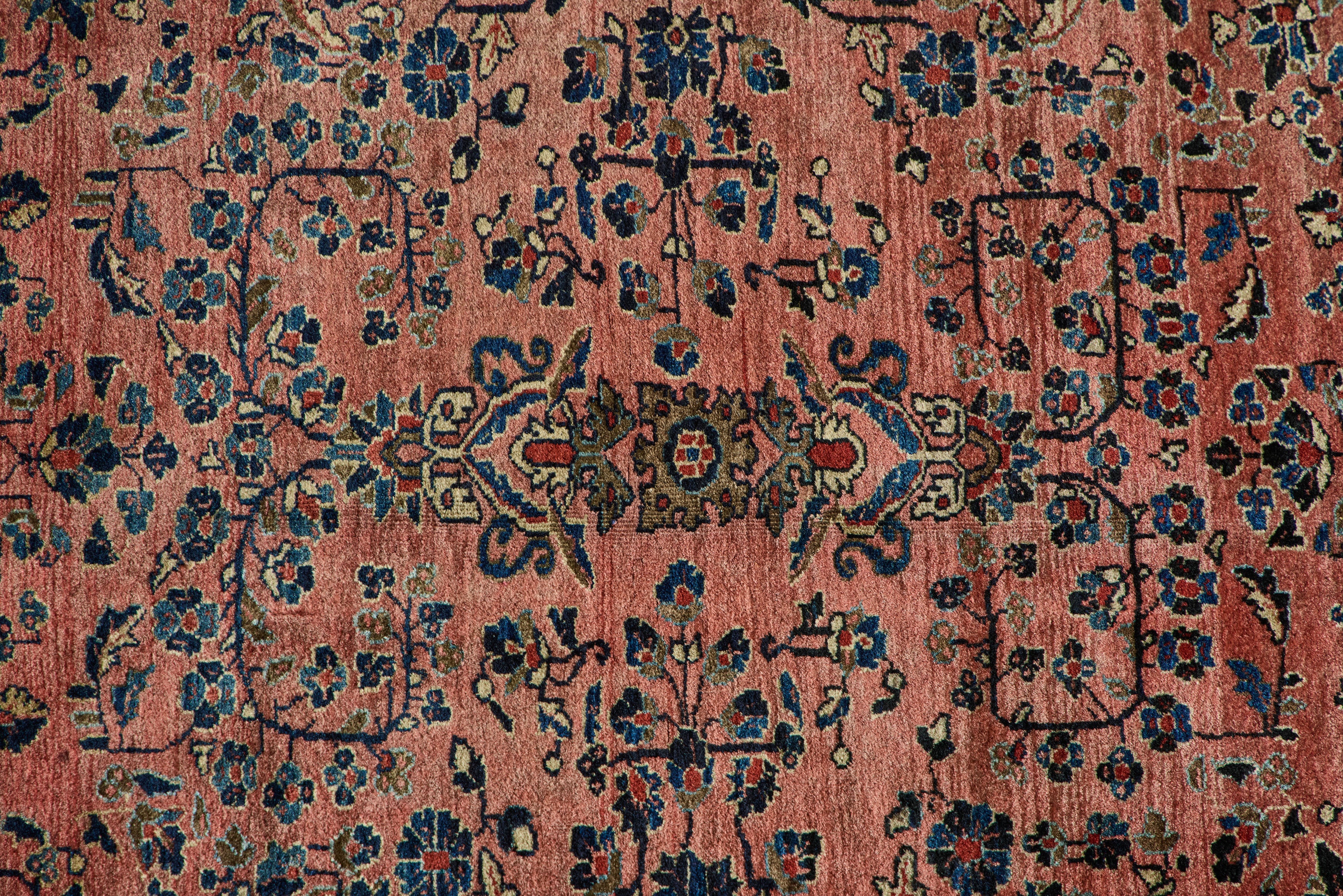 Rose Pink Sarouk Rug 3'7 X 4'10