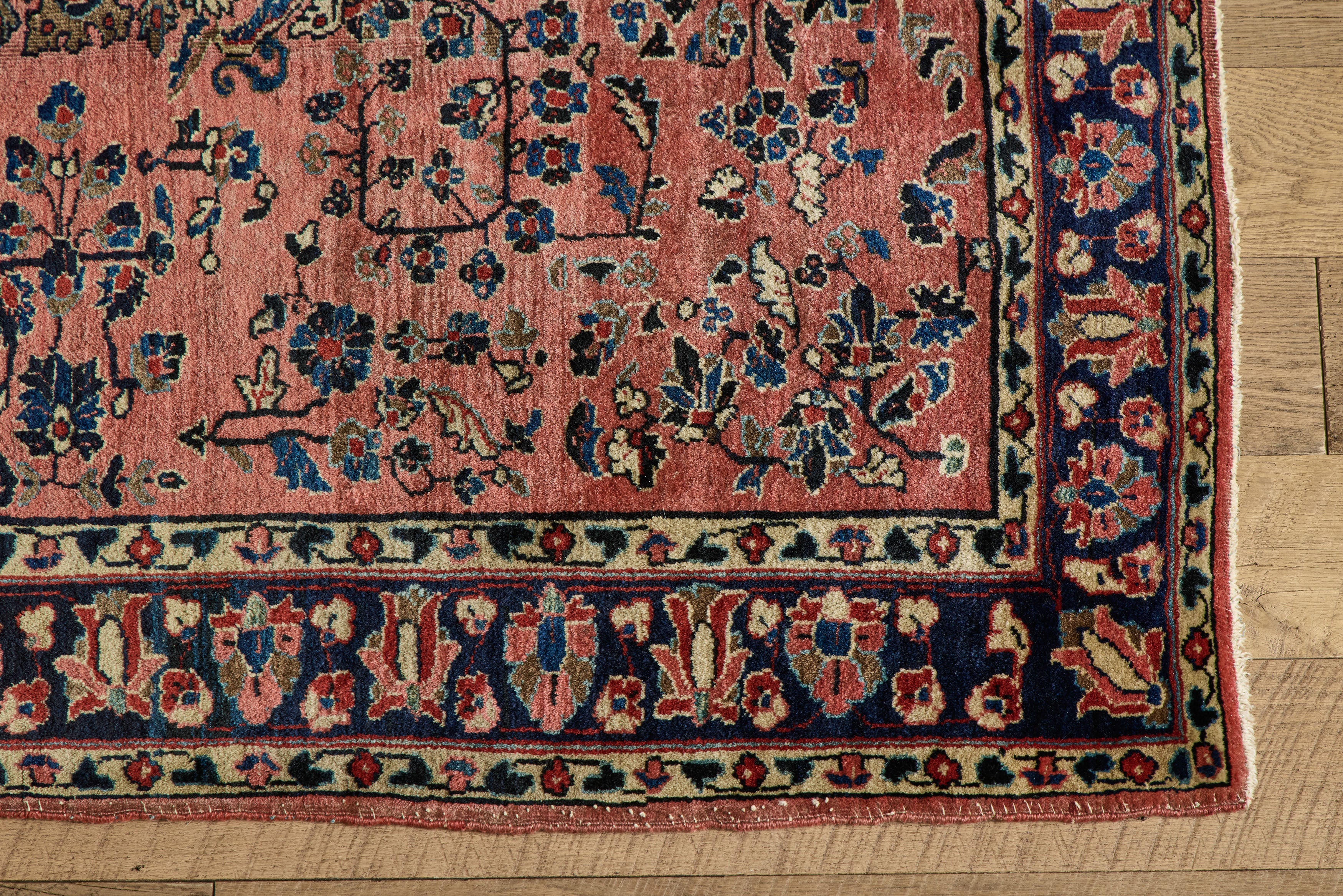 Rose Pink Sarouk Rug 3'7 X 4'10