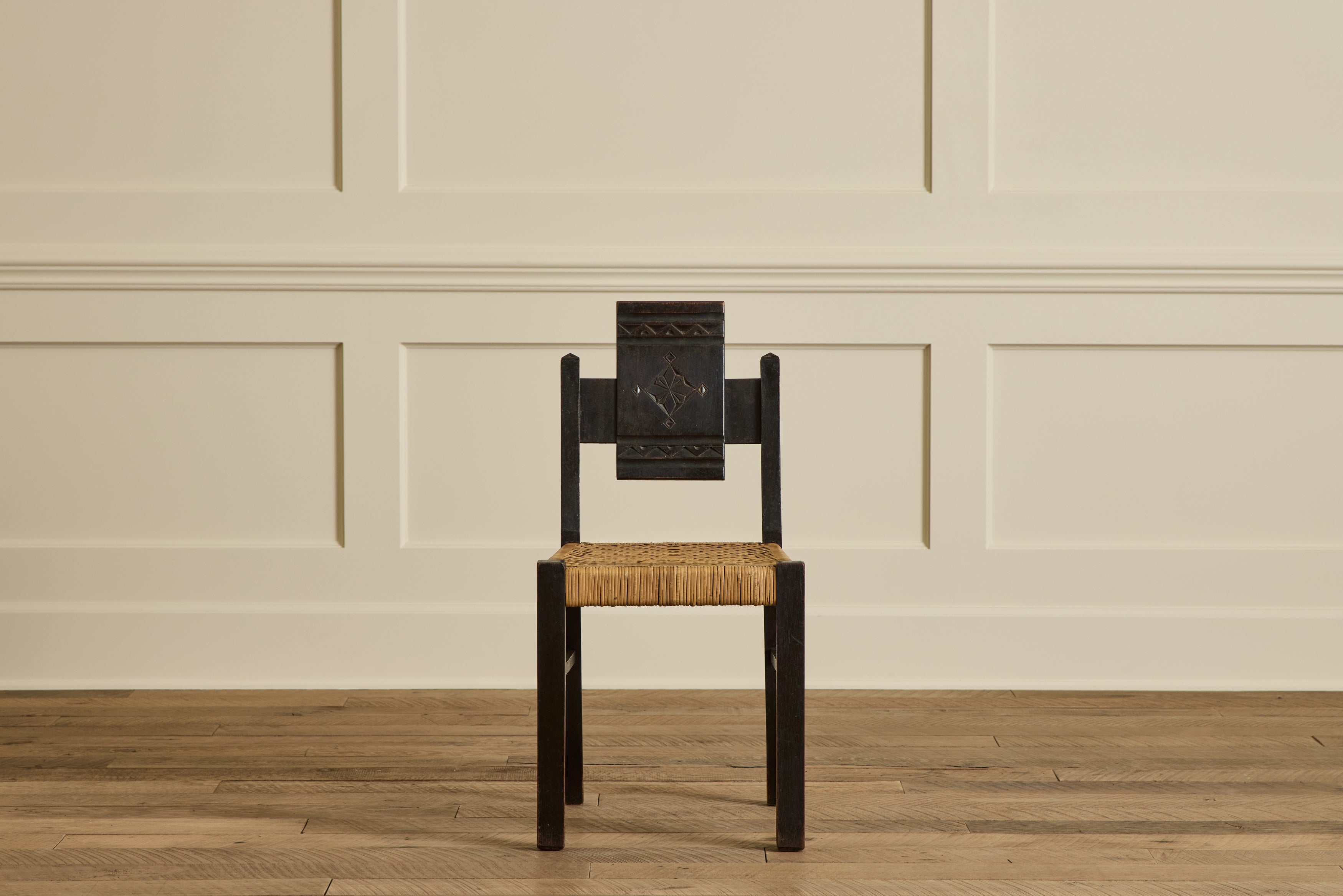 Set of 4 Brutalist Carved Chairs