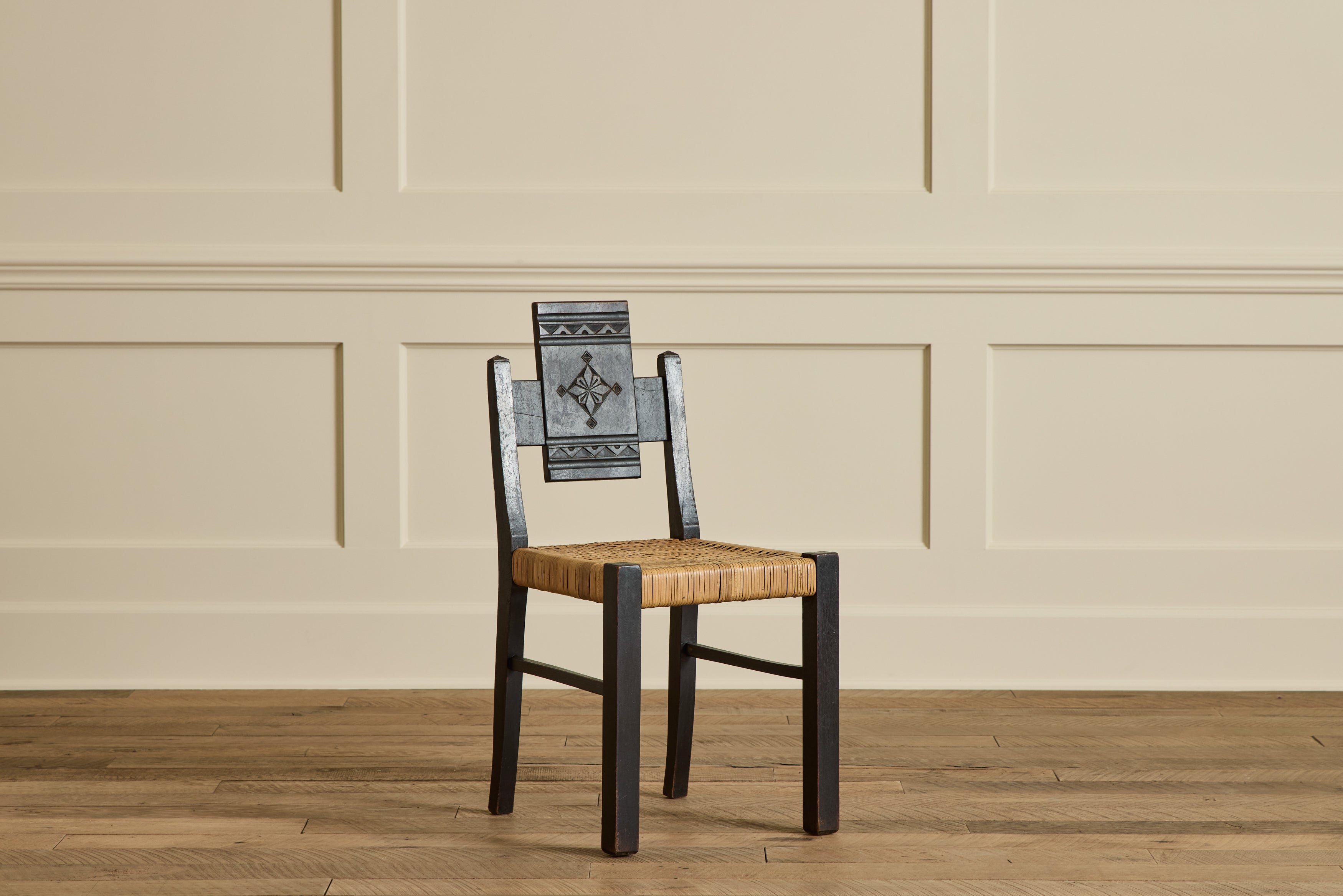 Set of 4 Brutalist Carved Chairs