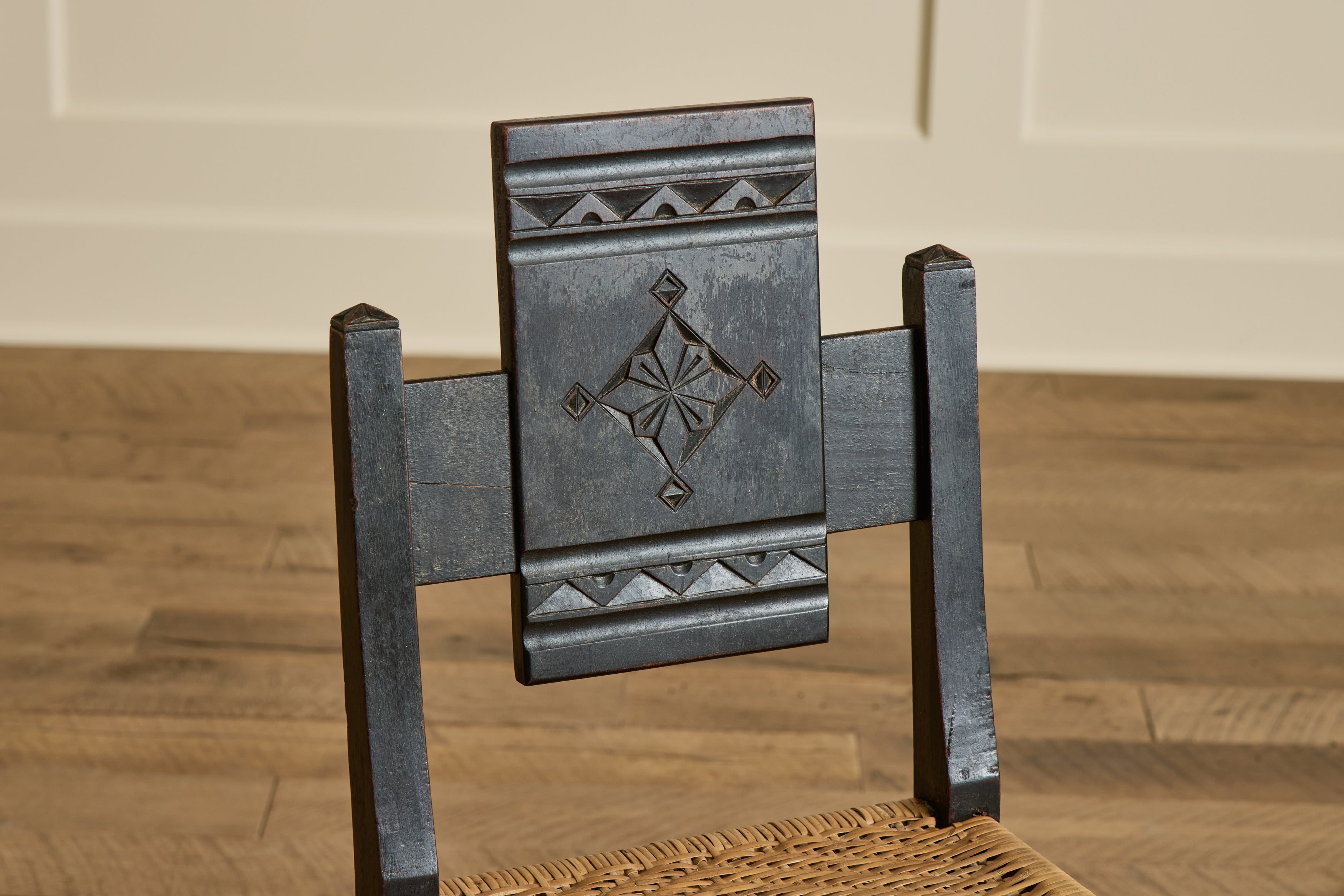 Set of 4 Brutalist Carved Chairs