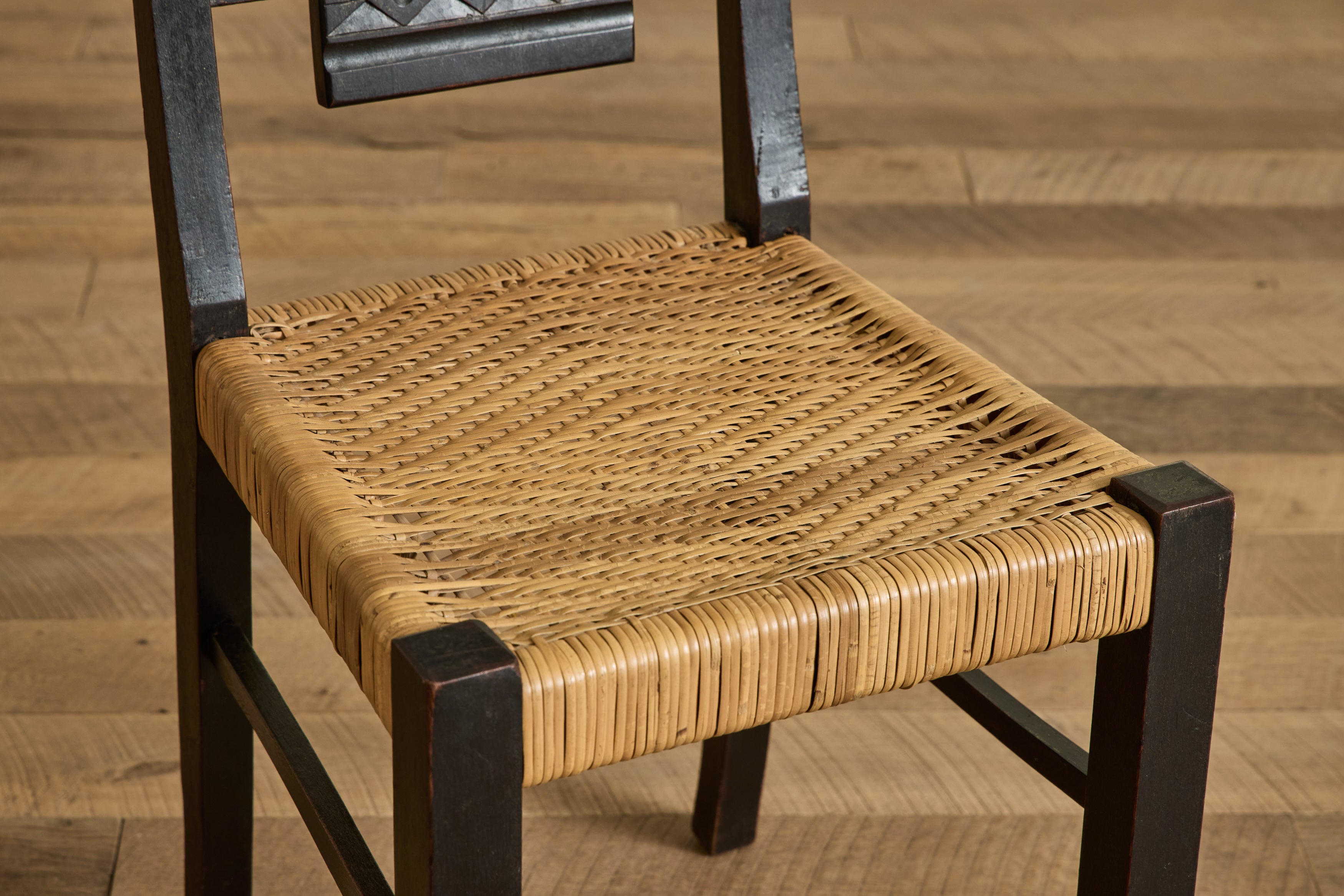 Set of 4 Brutalist Carved Chairs