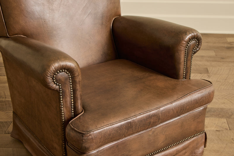 Pair of French Leather Arm Chairs