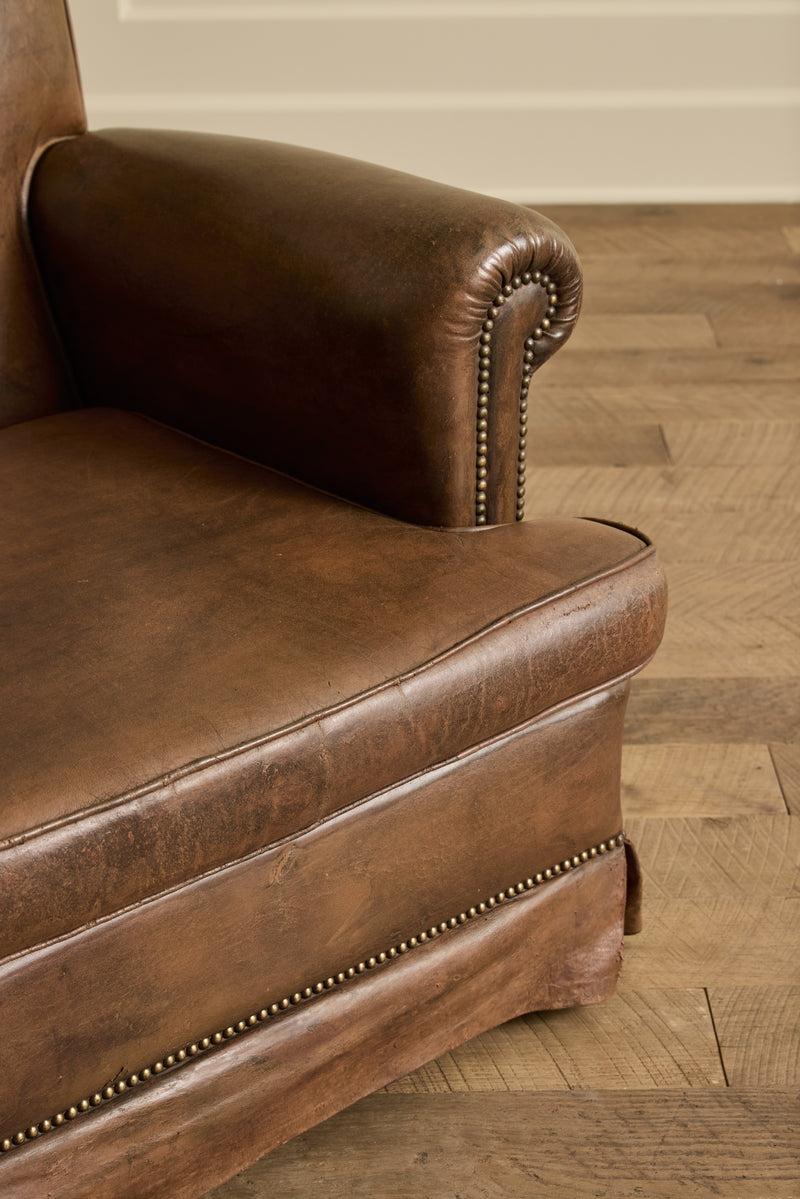 Pair of French Leather Arm Chairs