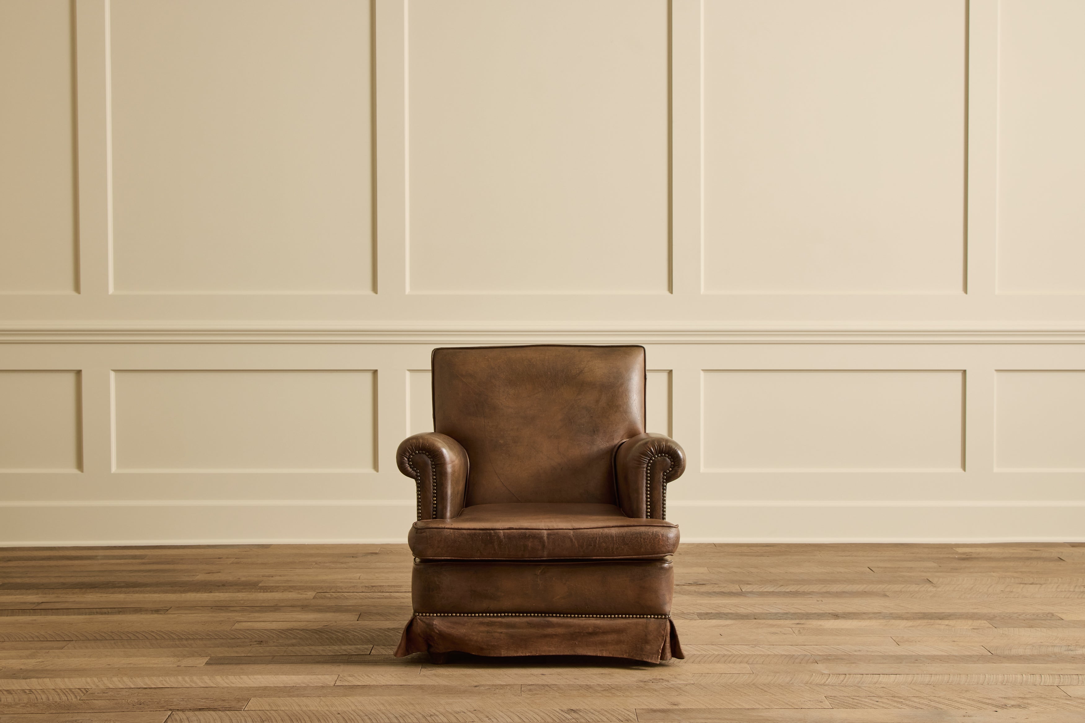 Pair of French Leather Arm Chairs
