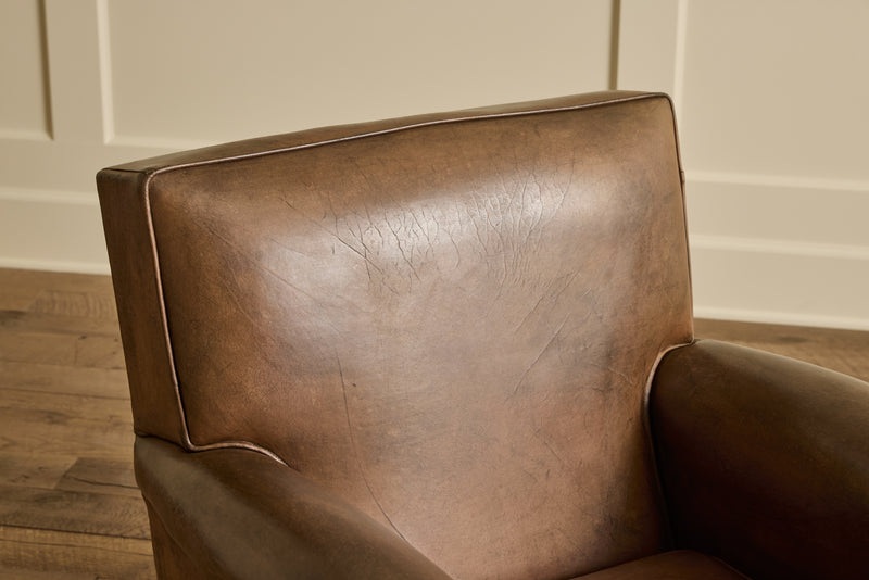 Pair of French Leather Arm Chairs