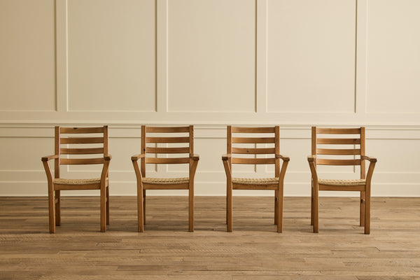 Set of 4 Pine Wood Dining Chairs