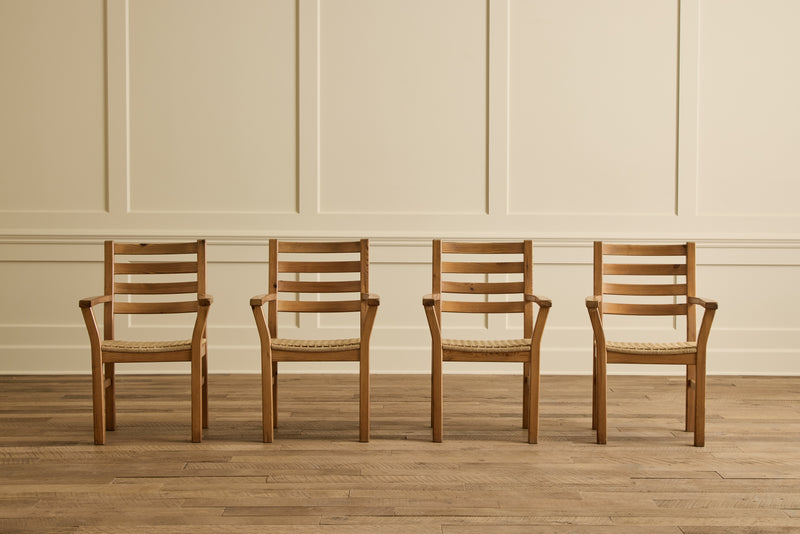 Set of 4 Pine Wood Dining Chairs