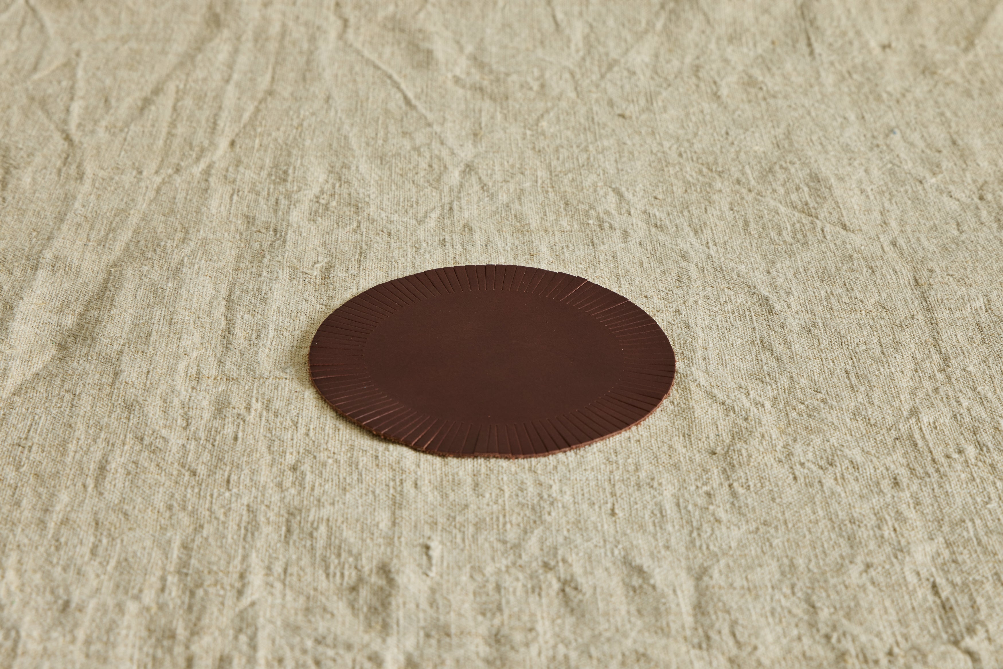 Fringe Leather Coasters in Buffalo Brown, Set of 4