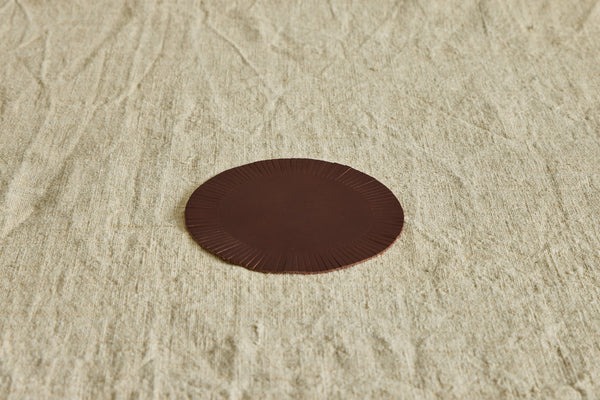 Fringe Leather Coasters in Buffalo Brown