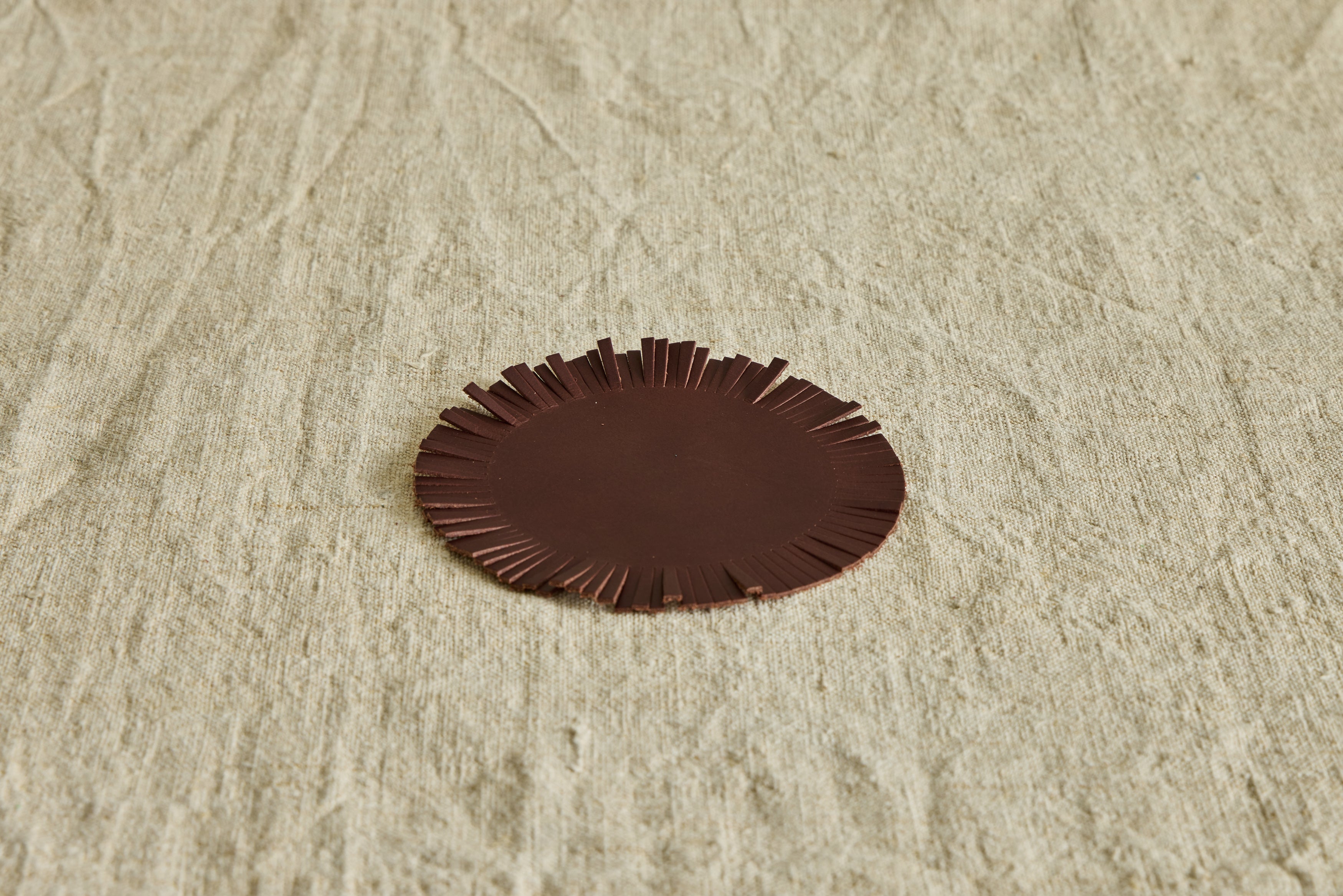 Fringe Leather Coasters in Buffalo Brown, Set of 4