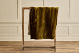 Golden Velvet and Grey Linen Throw