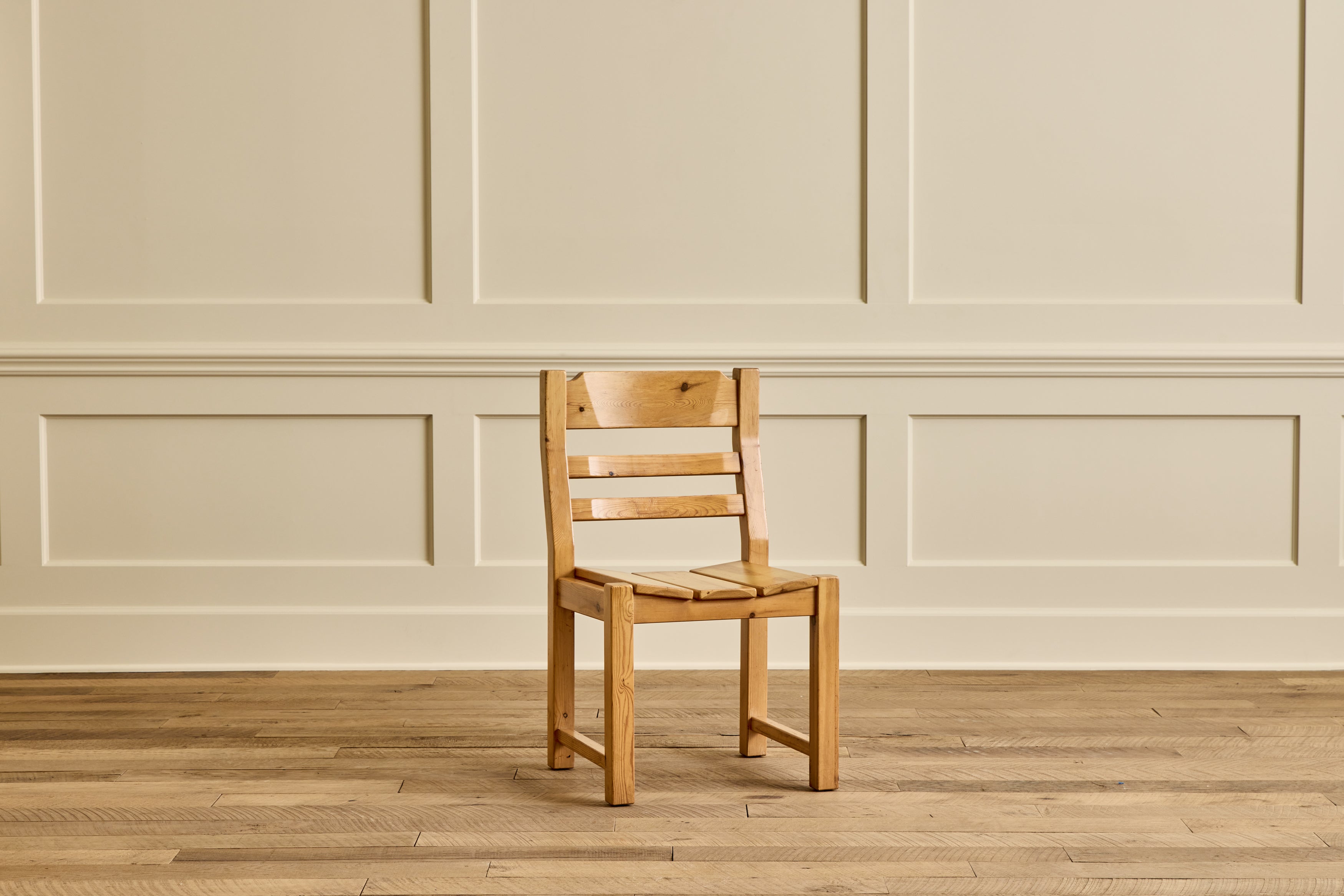 Set of 6 Brutalist Pine Chairs