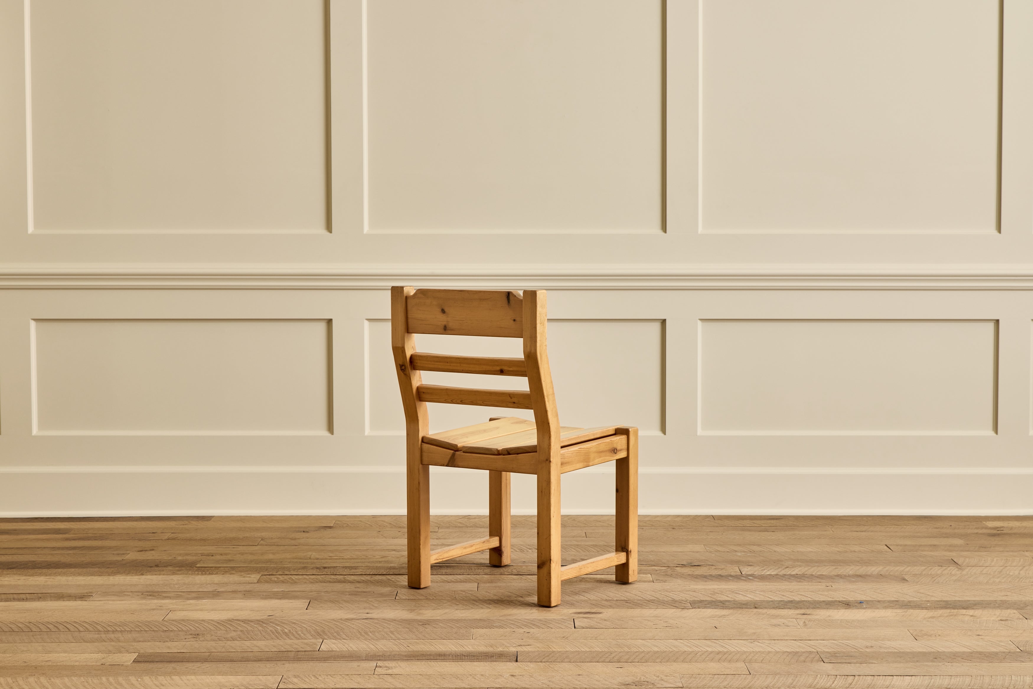 Set of 6 Brutalist Pine Chairs