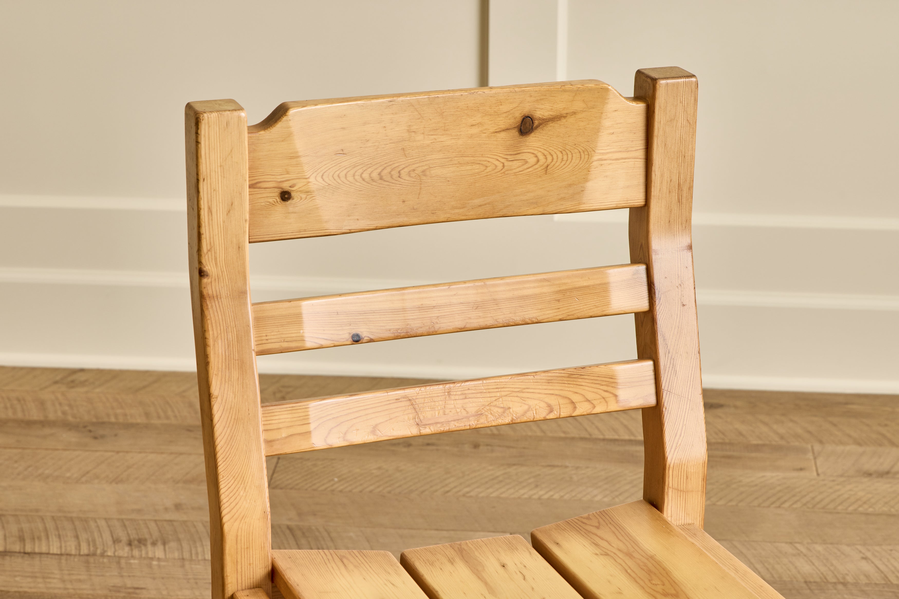 Set of 6 Brutalist Pine Chairs