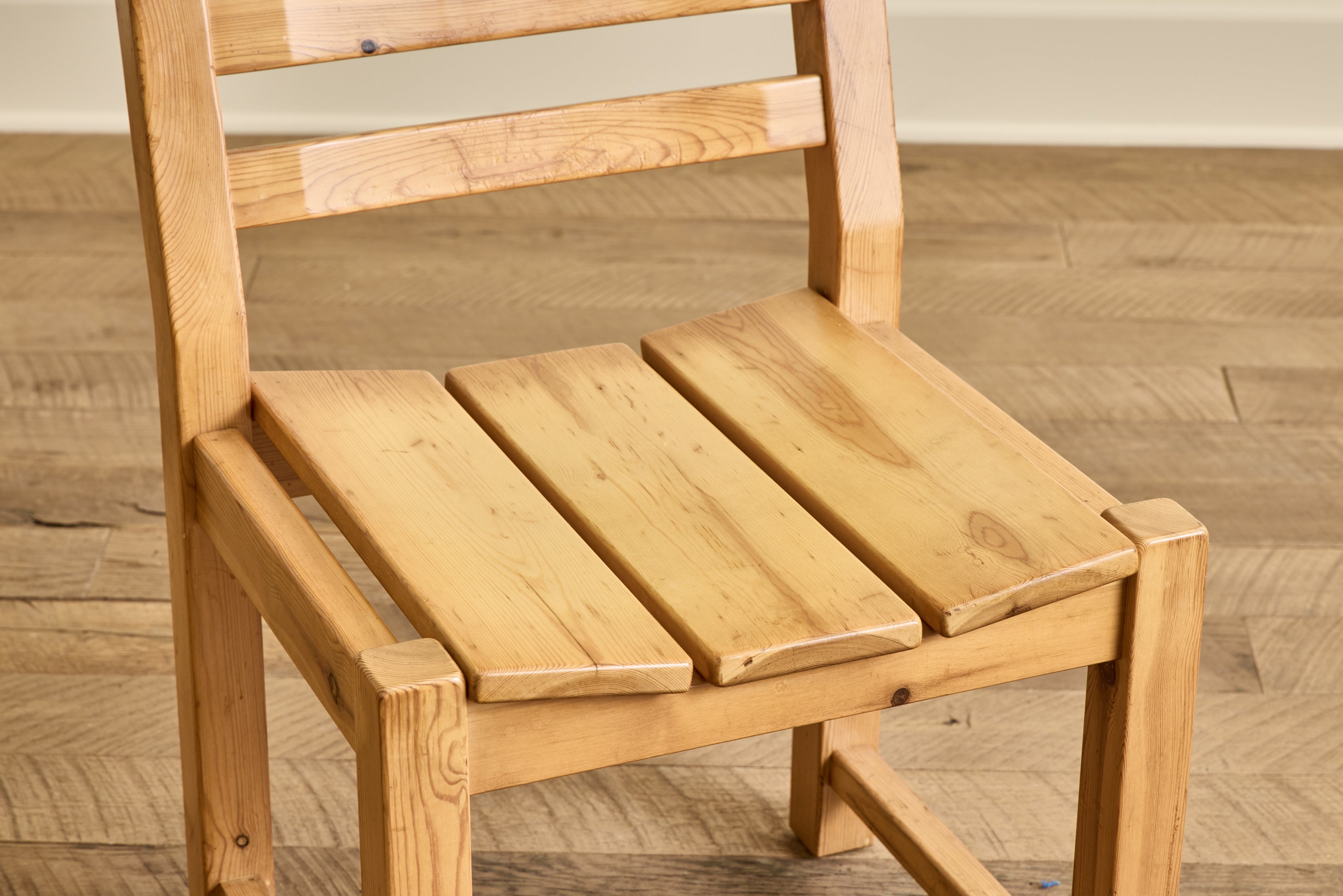 Set of 6 Brutalist Pine Chairs